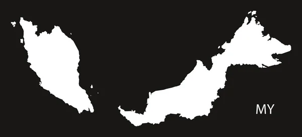 Malasia Mapa blanco y negro — Vector de stock