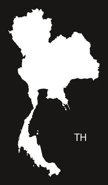 Peta Thailand hitam dan putih - Stok Vektor