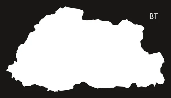 Butão Mapa preto e branco —  Vetores de Stock