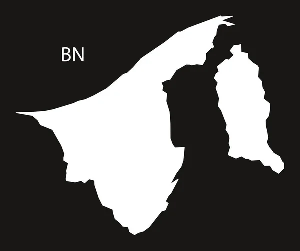 Brunei Mapa preto e branco — Vetor de Stock