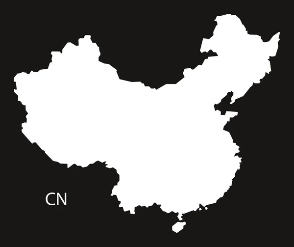 Chine Carte en noir et blanc — Image vectorielle