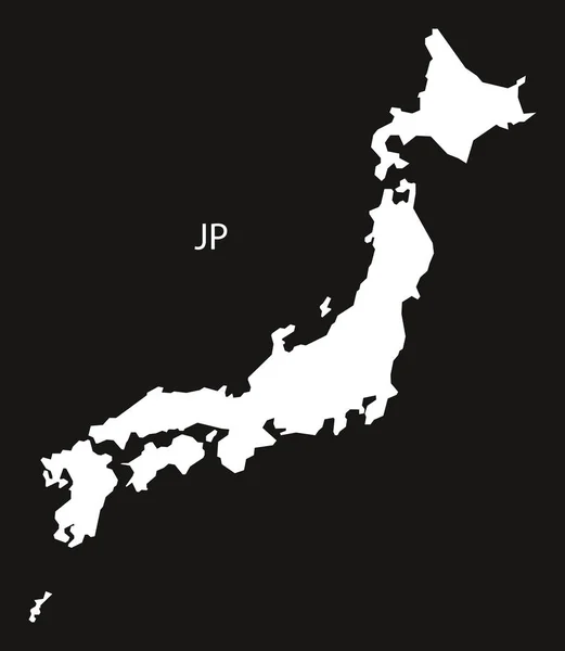 Japan kaart zwart-wit — Stockvector