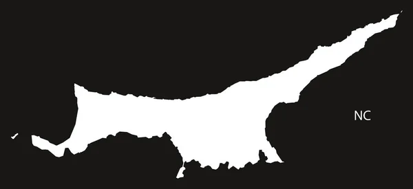 Kuzey Kıbrıs Türk Cumhuriyeti harita siyah ve beyaz