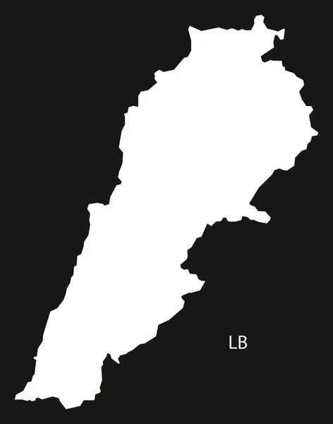 黎巴嫩地图黑色和白色 — 图库矢量图片