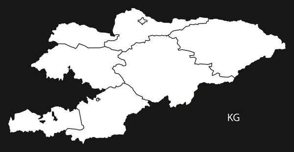 Kyrgyzstán provincií mapy černá a bílá — Stockový vektor