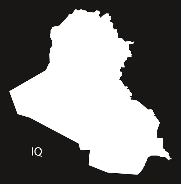 Irak harita siyah ve beyaz — Stok Vektör