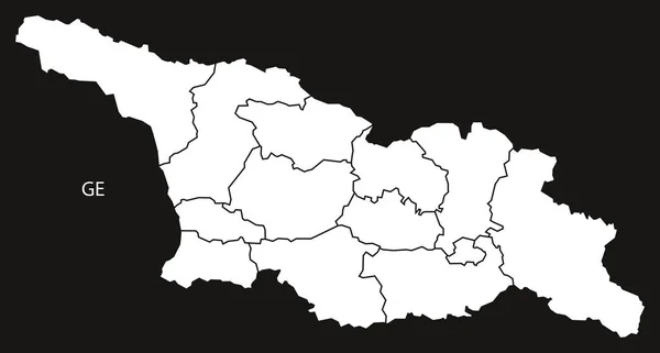 Georgia provincias Mapa blanco y negro — Archivo Imágenes Vectoriales