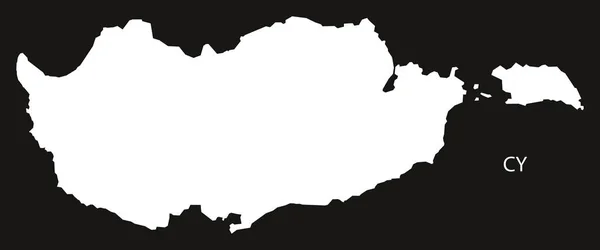 Cipro Mappa in bianco e nero — Vettoriale Stock