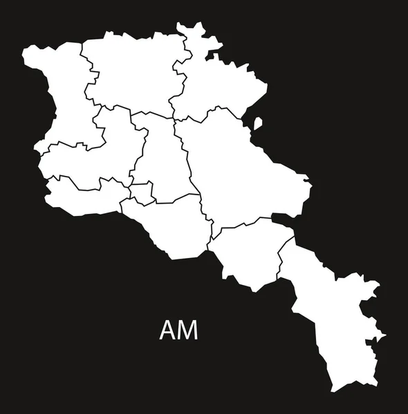 Armenien Landkarte schwarz und weiß — Stockvektor