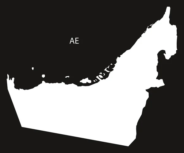 Spojené arabské emiráty mapa černá a bílá — Stockový vektor