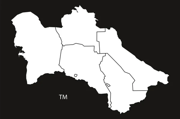 トルクメニスタン地方地図黒と白 — ストックベクタ
