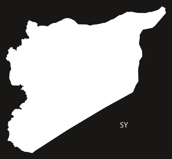 Syrië kaart zwart-wit — Stockvector