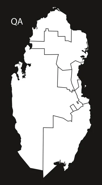カタールの自治体マップ黒と白 — ストックベクタ