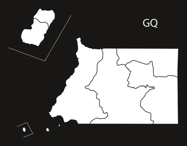 Provinces de Guinée équatoriale Carte en noir et blanc — Image vectorielle