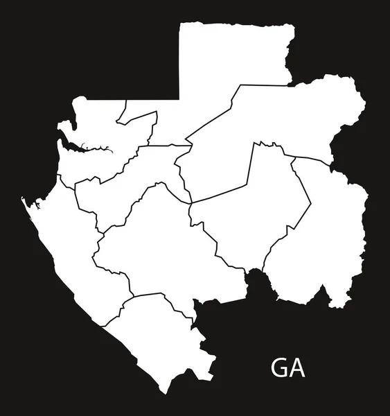 Províncias do Gabão Mapa preto e branco —  Vetores de Stock