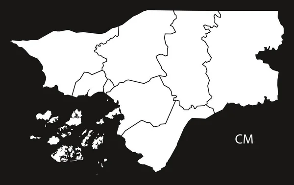 几内亚比绍地区地图黑色和白色 — 图库矢量图片