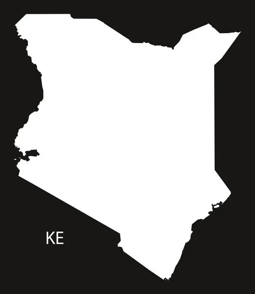 肯尼亚地图黑色和白色 — 图库矢量图片