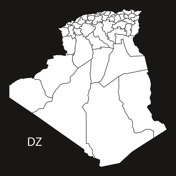 Algieria prowincje mapę czarno-białe — Wektor stockowy