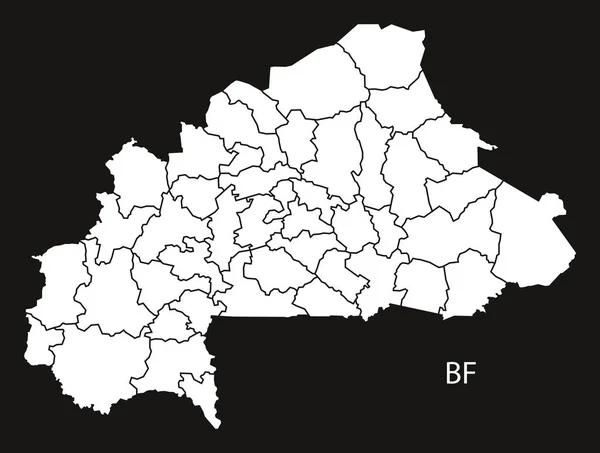 Províncias do Burkina Faso Mapa preto e branco —  Vetores de Stock