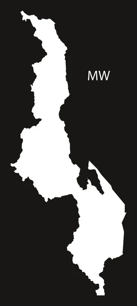 Malawi Mapa blanco y negro — Vector de stock