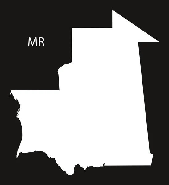 Kaart van Mauritanië zwart-wit — Stockvector