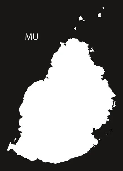 Carte de Maurice noir et blanc — Image vectorielle