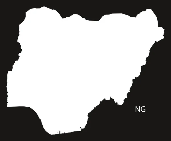 Nigeria-Karte schwarz-weiß — Stockvektor