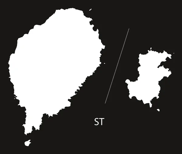 Карта Сан-Томе и Принсипи черно-белая — стоковый вектор