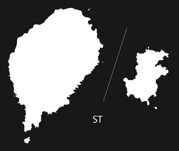 Santo Tomé y Príncipe Mapa blanco y negro — Archivo Imágenes Vectoriales