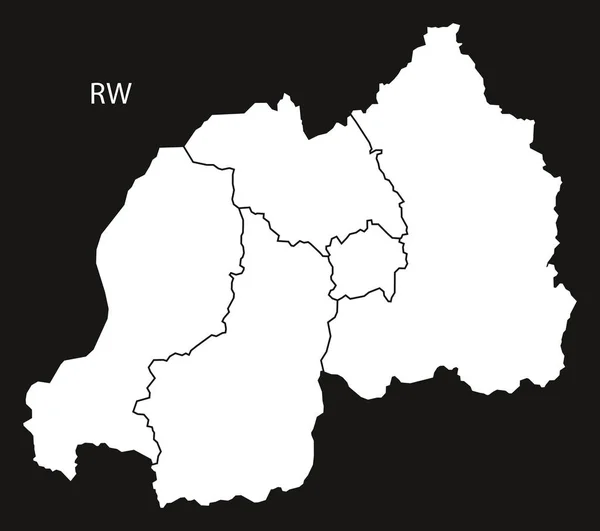 ルワンダ地方地図黒と白 — ストックベクタ