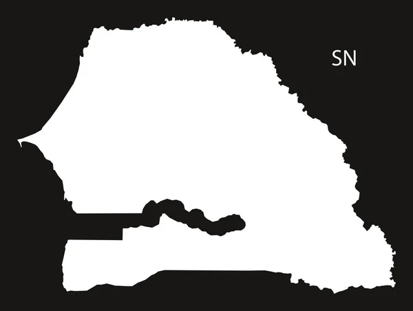 Senegal Mapa blanco y negro — Vector de stock