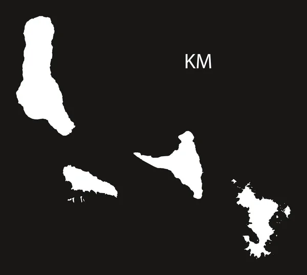 Comores Mapa preto e branco — Vetor de Stock