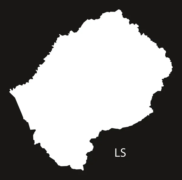 Lesotho mapa černá a bílá — Stockový vektor