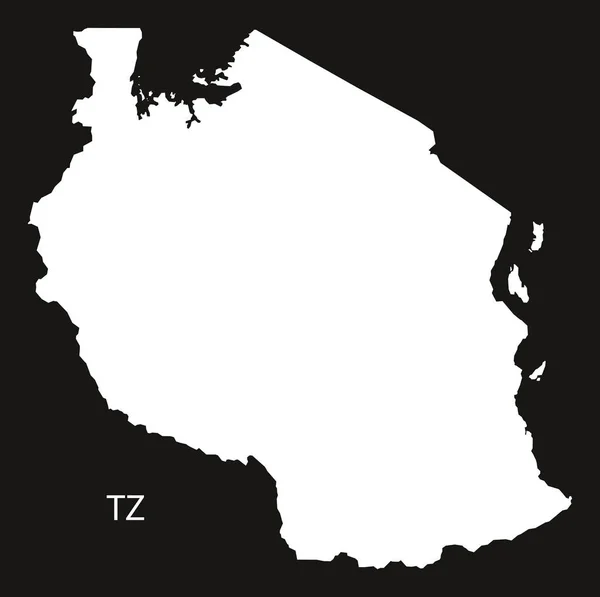 Tanzania Mapa blanco y negro — Archivo Imágenes Vectoriales