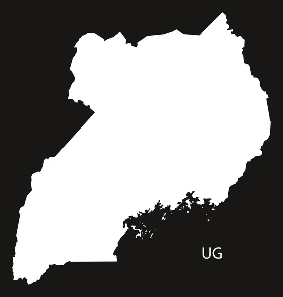 Uganda Mapa blanco y negro — Archivo Imágenes Vectoriales