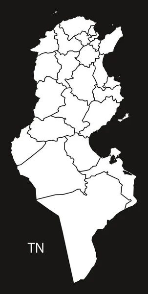 Tunisia memiliki peta hitam dan putih. - Stok Vektor