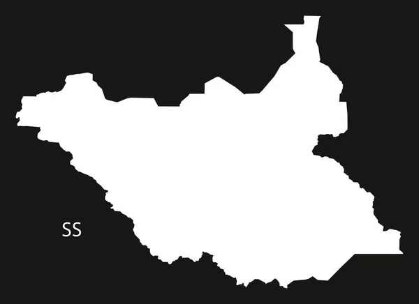 Sud Sudan Mappa bianco e nero — Vettoriale Stock
