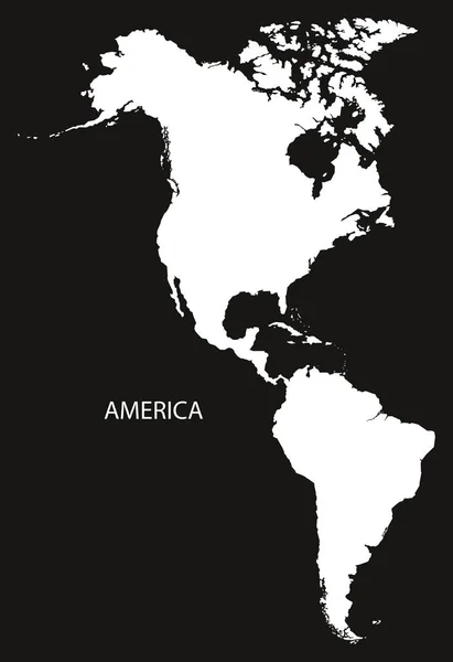 América Mapa preto e branco —  Vetores de Stock