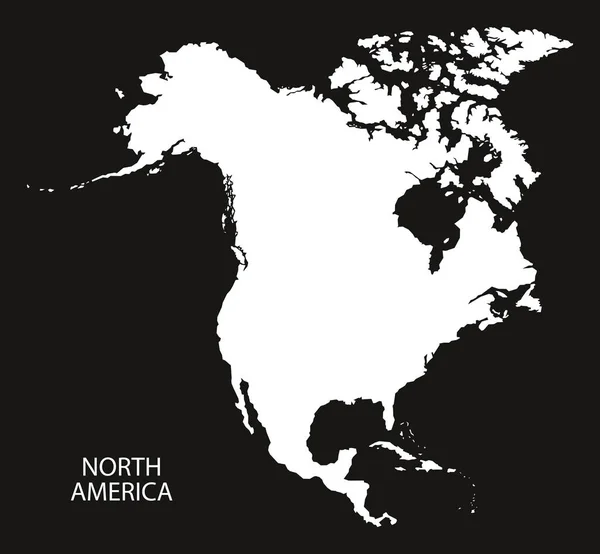 Mapa de América del Norte blanco y negro — Vector de stock