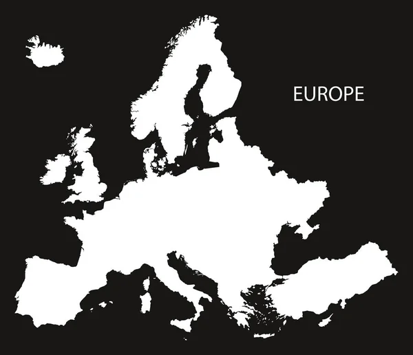 Mapa Evropa černá a bílá — Stockový vektor