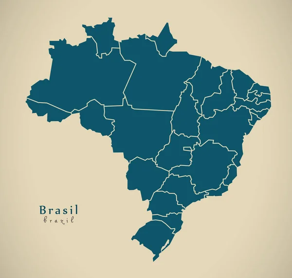 Moderní mapa - Brasil s okresy Br Brazílie — Stock fotografie