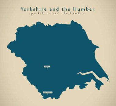 Modern harita - Yorkshire ve humber İngiltere'de İngiltere'de