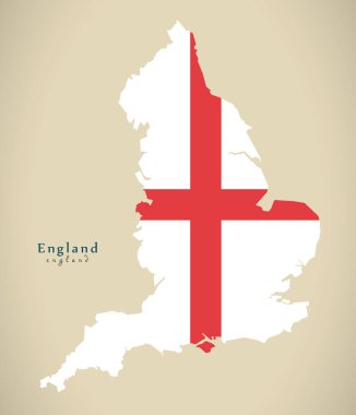 Modern harita - İngiltere bayrağı renkli İngiltere İngiltere