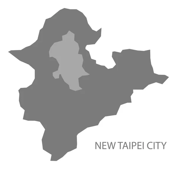 Nova Cidade de Taipei Taiwan mapa cinza —  Vetores de Stock