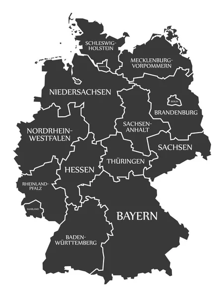 Mapa Německo označeny černé — Stockový vektor