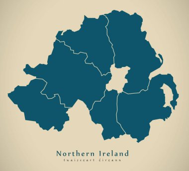Modern harita - Kuzey İrlanda ile iller İngiltere'de