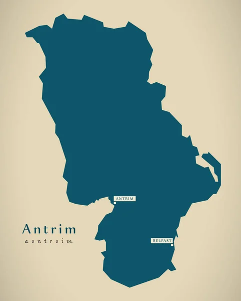 Mapa moderno - Antrim Reino Unido Irlanda del Norte — Foto de Stock