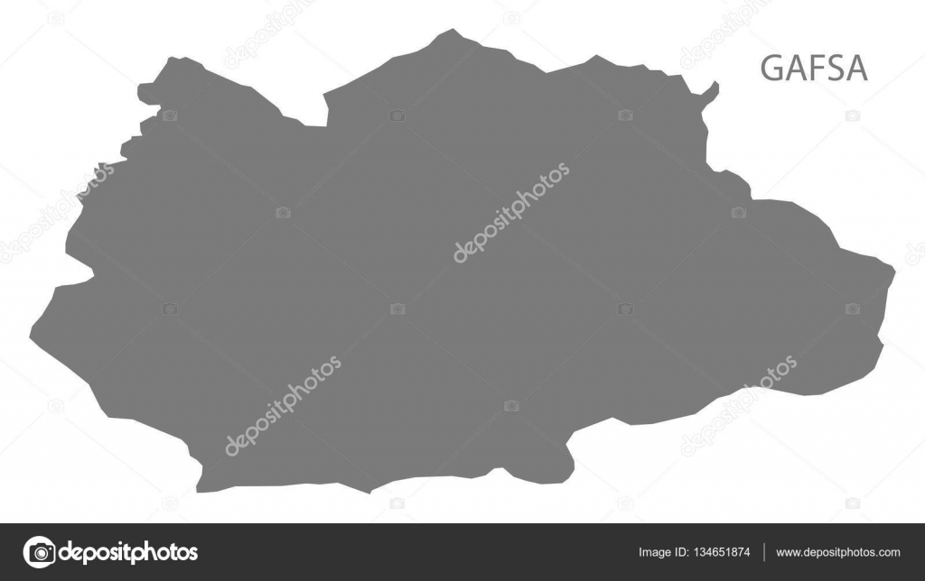 Kaart van Gafsa Tunesië grijs — Stockvector © ingomenhard ...