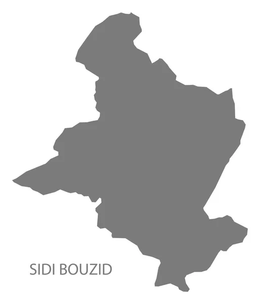 Sidi Bouzid Túnez Mapa gris — Vector de stock