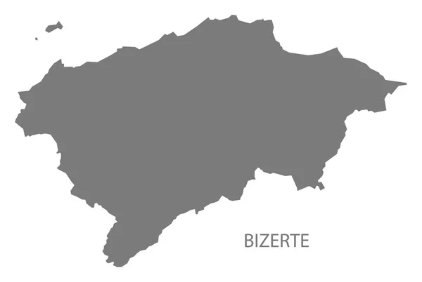 Bizerte Túnez Mapa gris — Vector de stock